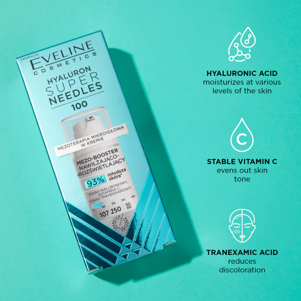 Eveline Cosmetics Hyaluron Super Needles 100 Moisturising & Illuminating Meso-Booster 50ml - Image 5