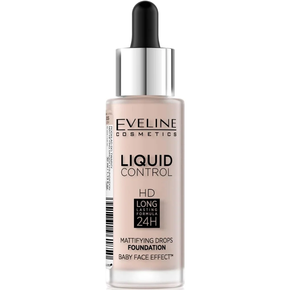 Eveline Cosmetics Liquid Control HD 24h Long-lasting Mattifying Drops Foundation 32ml - Image 2