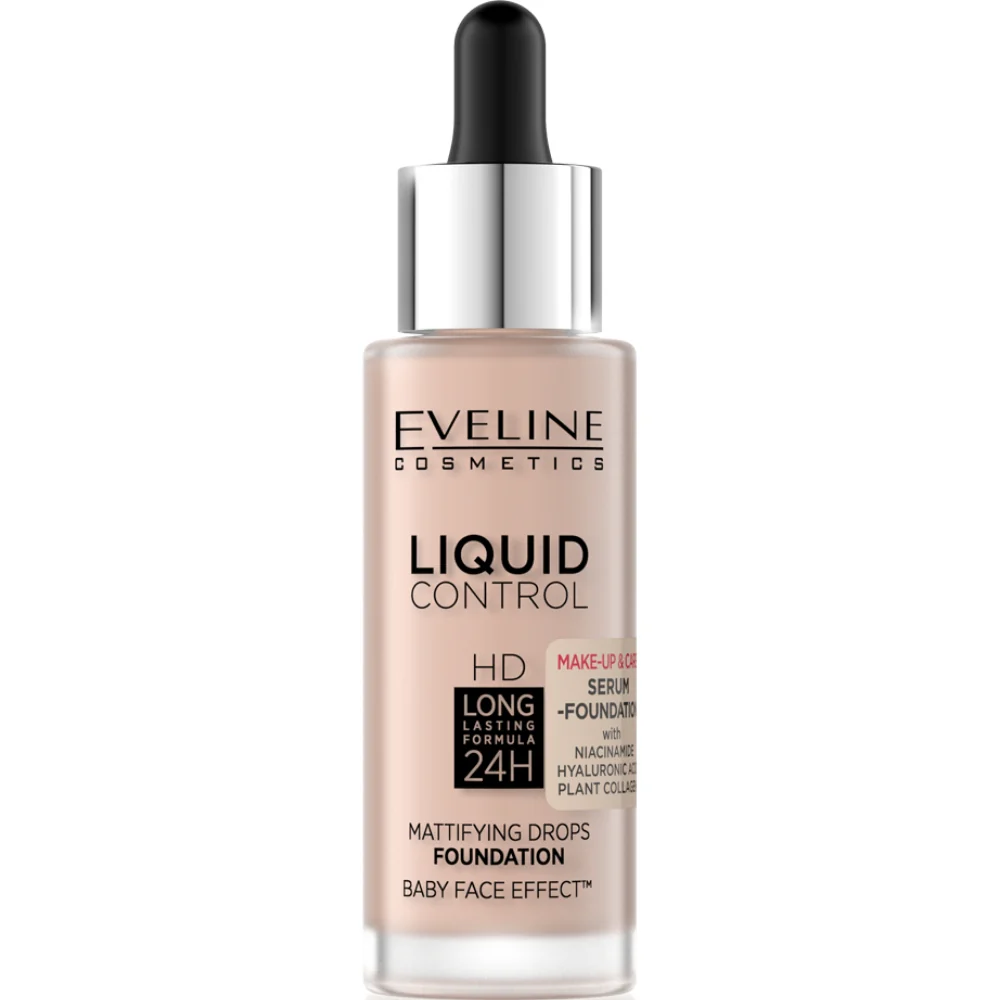 Eveline Cosmetics Liquid Control HD 24h Long-lasting Mattifying Drops Foundation 32ml - Image 3