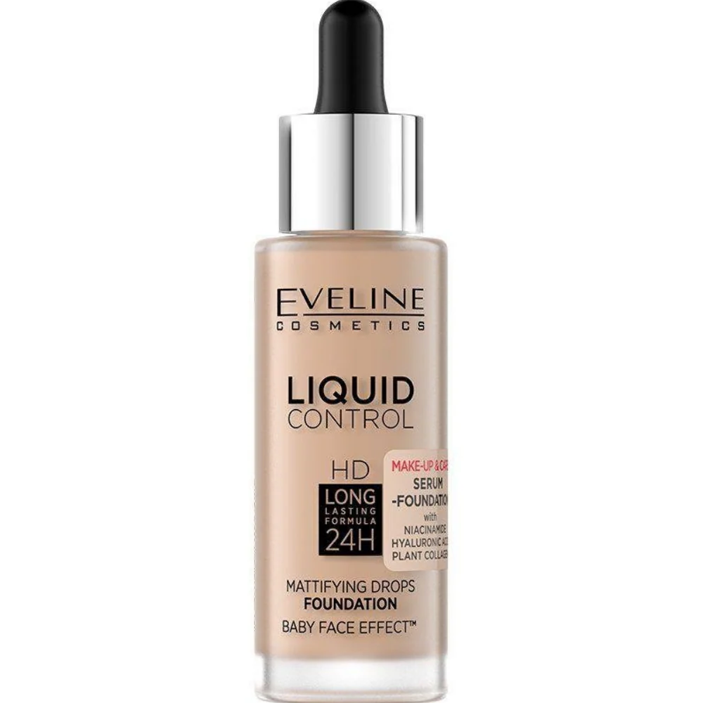Eveline Cosmetics Liquid Control HD 24h Long-lasting Mattifying Drops Foundation 32ml - Image 4