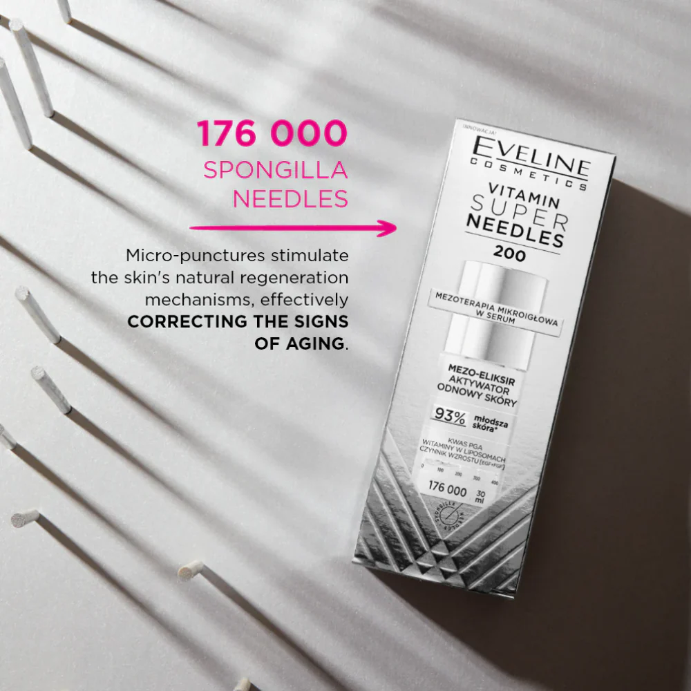 Eveline Cosmetics Vitamin Super Needles 200 Meso-Elixir Skin Renewal Activator 30ml - Image 2