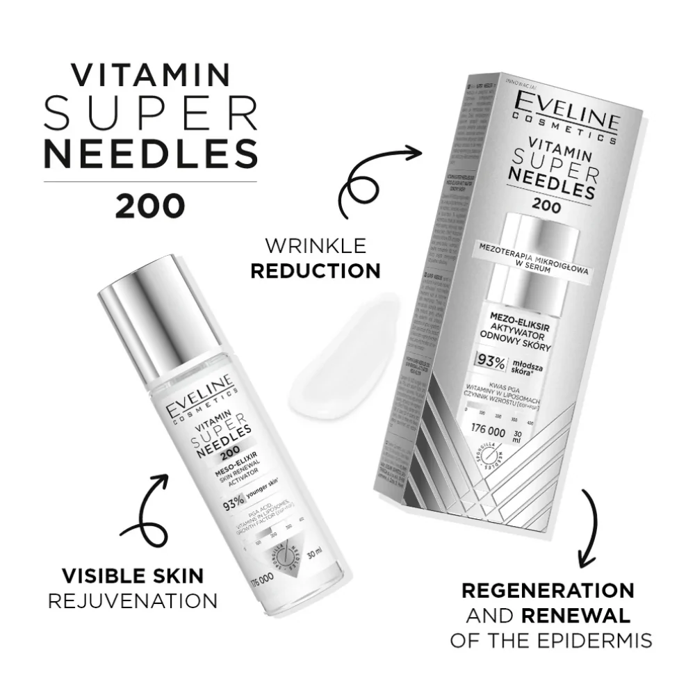 Eveline Cosmetics Vitamin Super Needles 200 Meso-Elixir Skin Renewal Activator 30ml - Image 5