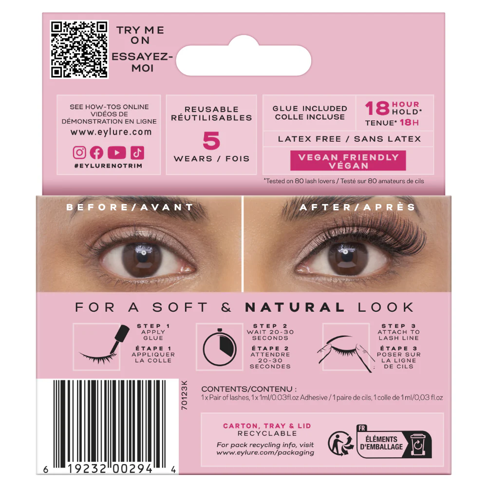 Eylure 3/4 Length 004 Light Volume Strip Lashes Black - Image 2