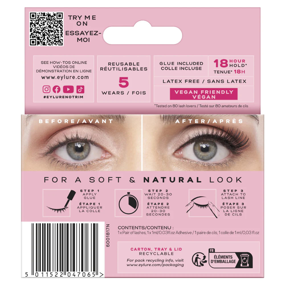 Eylure 3/4 Length 005 Light Volume Strip Lashes Black - Image 2