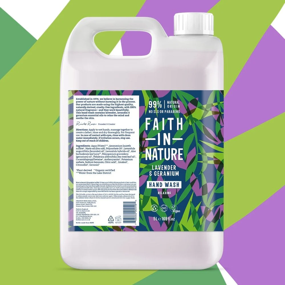 Faith In Nature Lavender & Geranium Hand Wash 5000ml - Image 2