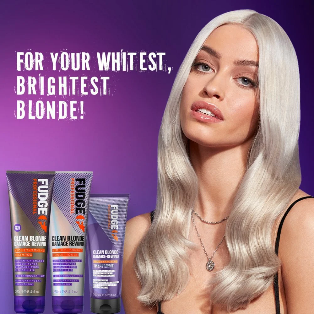 Fudge Professional Clean Blonde Damage Rewind Violet-Toning Shampoo 1000ml - Image 5