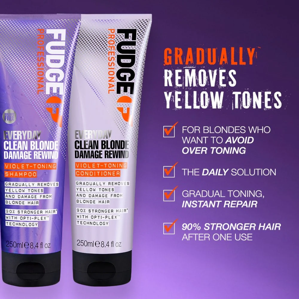 Fudge Professional Everyday Clean Blonde Damage Rewind Toning Conditioner 250ml - Image 4