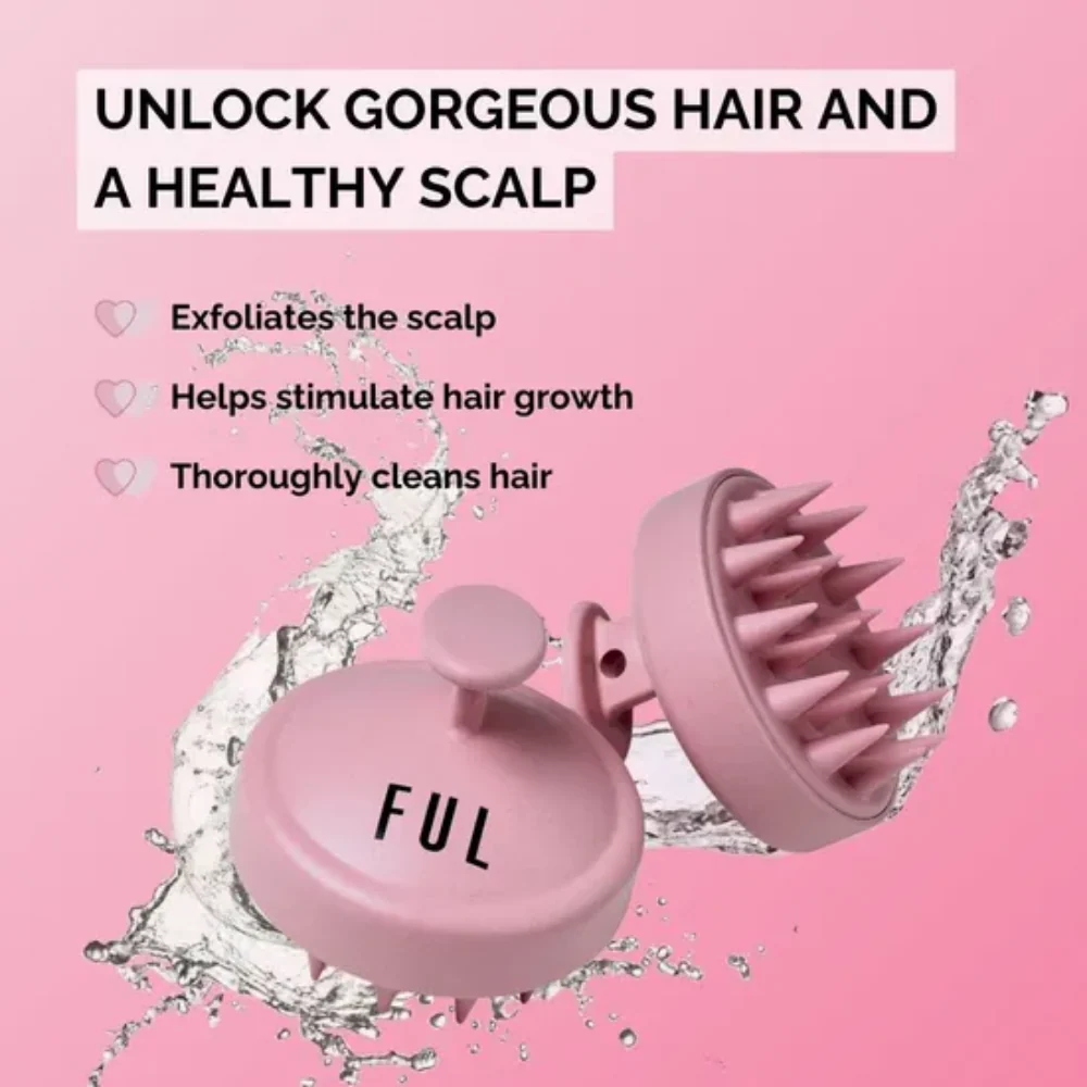 FUL Scalp Massager Shampoo Brush Pink - Image 3
