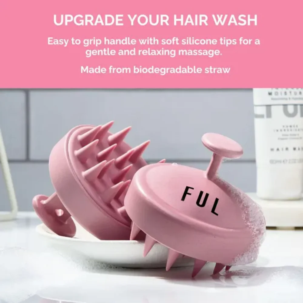 FUL Scalp Massager Shampoo Brush Pink - Image 4