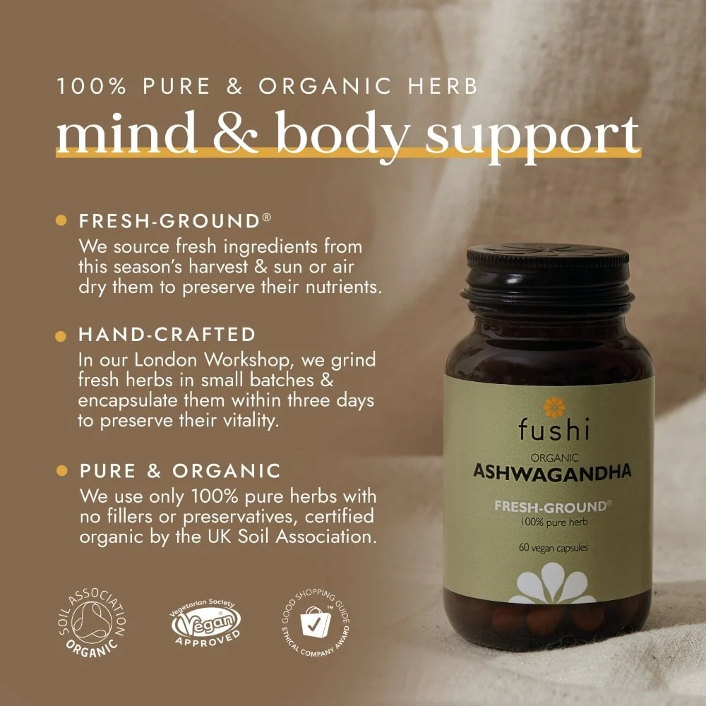 Fushi Organic Ashwagandha 60 Vegan Capsules - Image 3