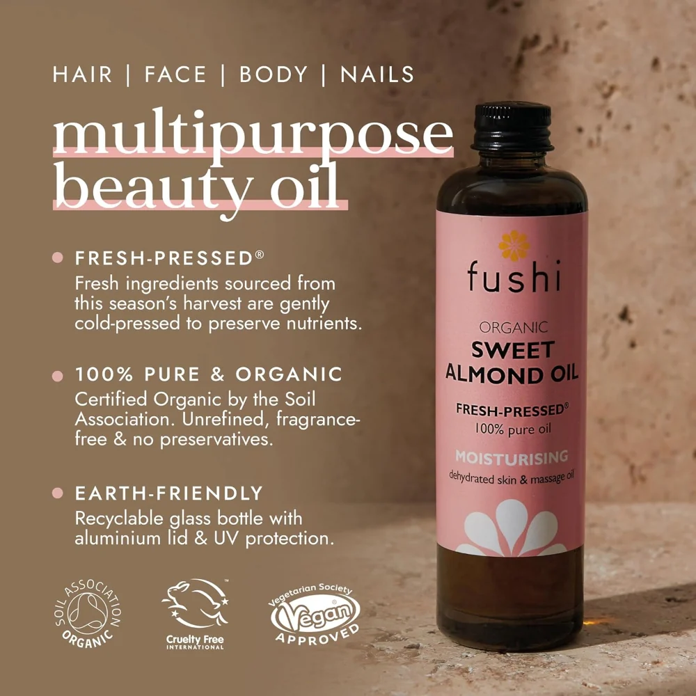 Fushi Organic Fresh-Pressed Sweet Almond Oil 100ml - Image 3