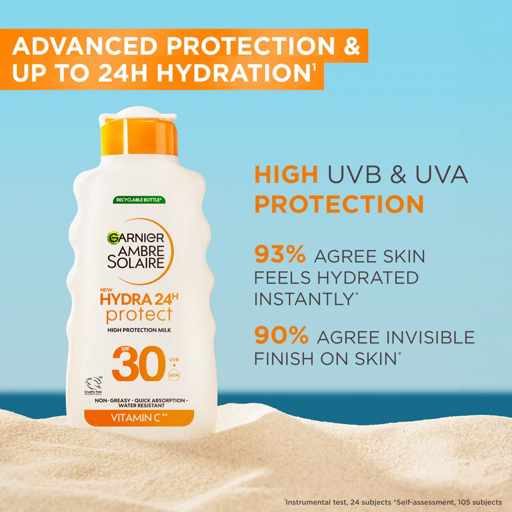 Garnier Ambre Solaire Hydra 24H Hydrating Protection Lotion Sunscreen SPF30 50ml - Image 2
