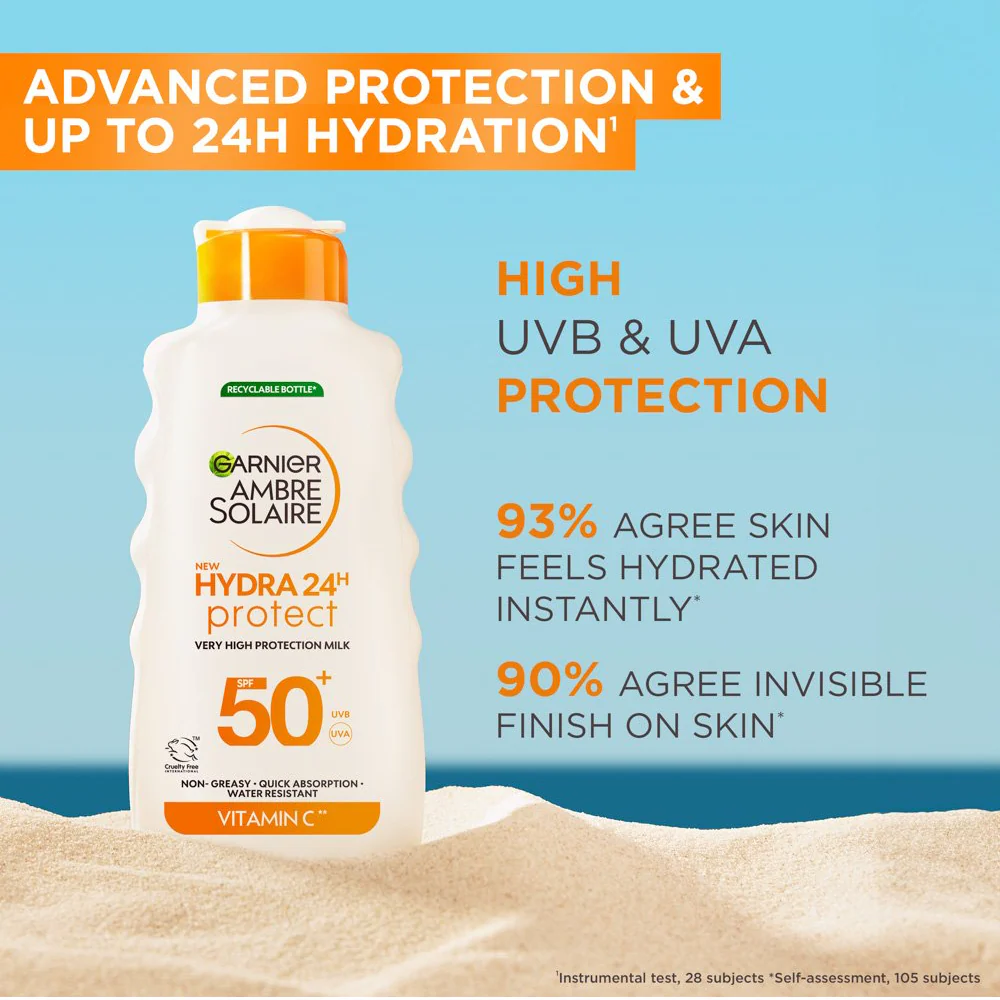 Garnier Ambre Solaire Hydra 24H Hydrating Protection Lotion Sunscreen SPF50+ 400ml - Image 2