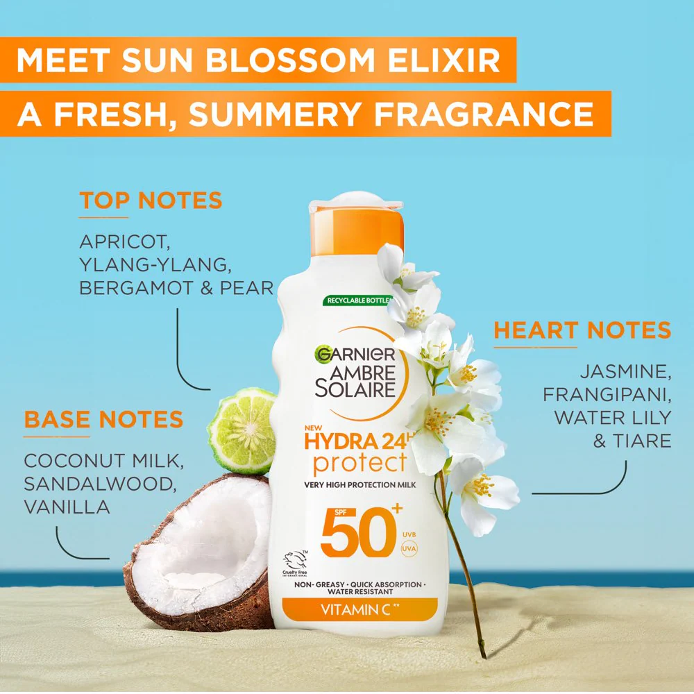 Garnier Ambre Solaire Hydra 24H Hydrating Protection Lotion Sunscreen SPF50+ 400ml - Image 4