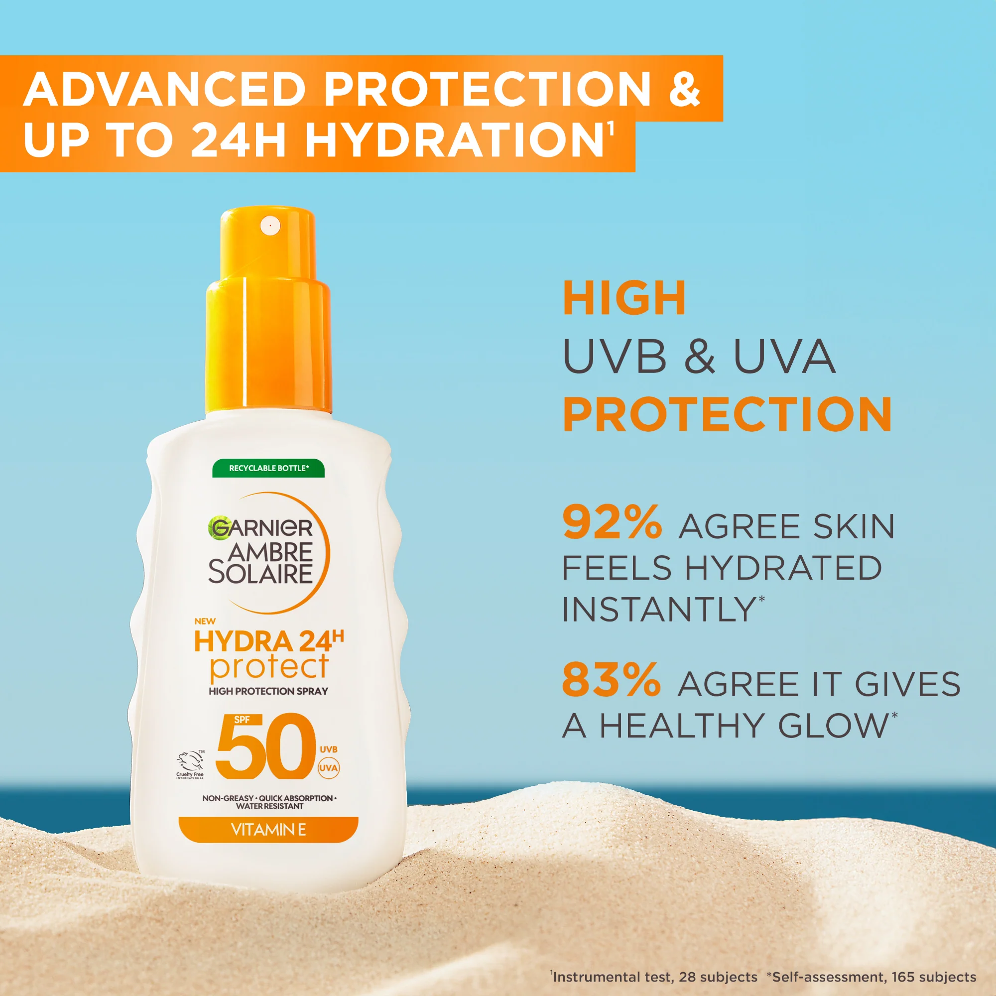 Garnier Ambre Solaire Hydra 24H Protect Sun Cream Spray SPF50 175ml - Image 2