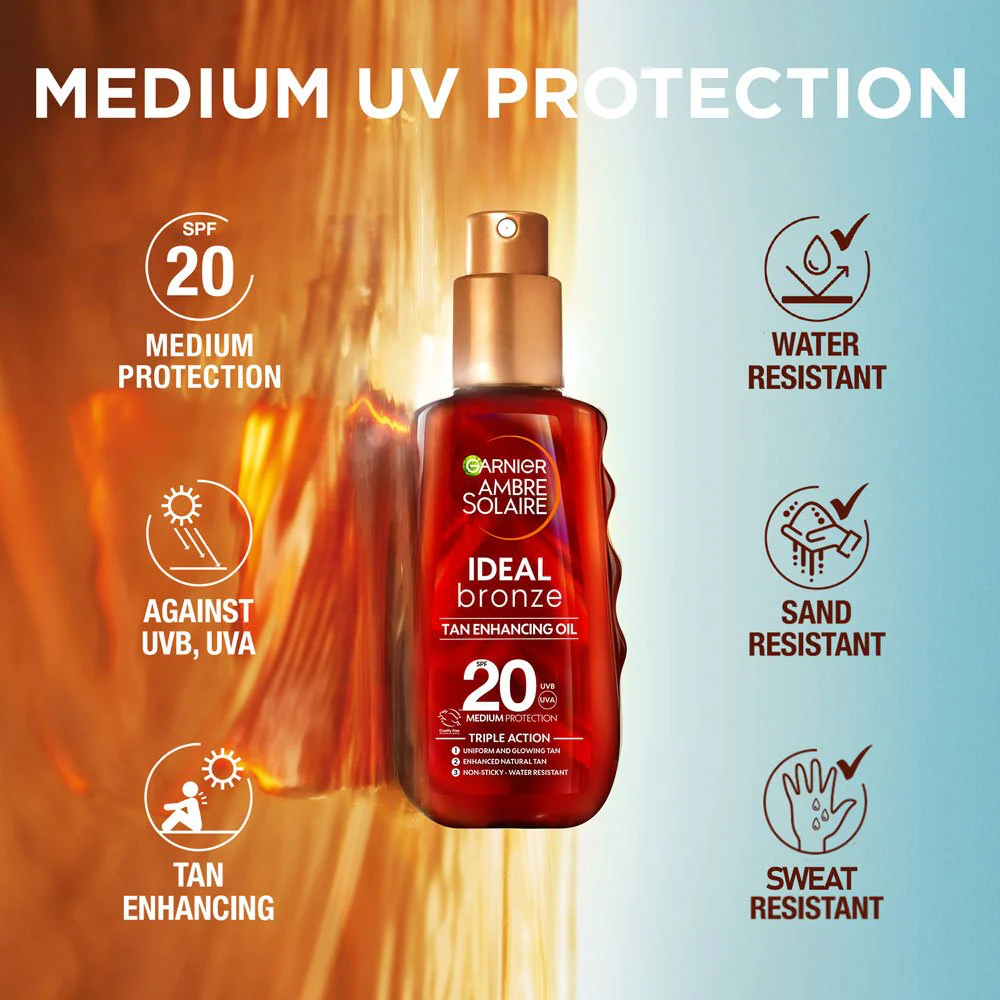 Garnier Ambre Solaire Ideal Bronze Tan Enhancing Protection Oil SPF20 150ml - Image 2