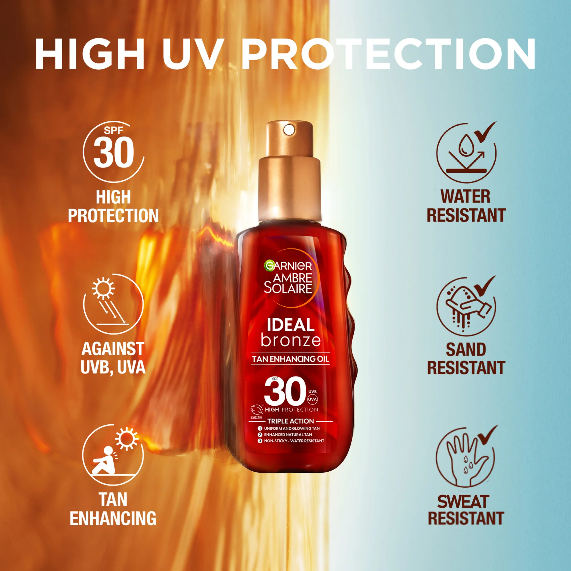 Garnier Ambre Solaire Ideal Bronze Tan Enhancing Protection Oil SPF30 150ml - Image 3