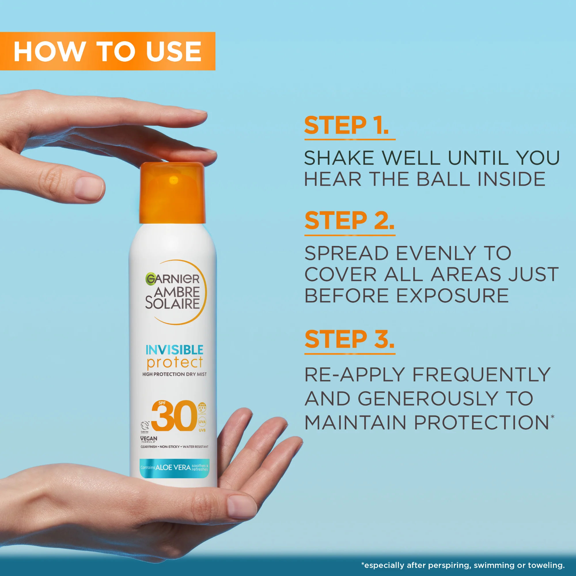 Garnier Ambre Solaire Invisible Protect Dry Mist SPF30 150ml - Image 3