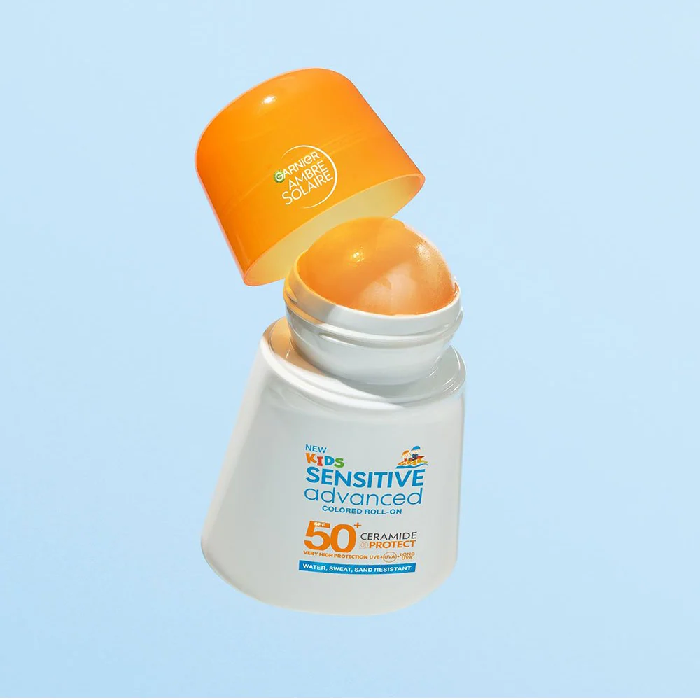 Garnier Ambre Solaire Kids Sensitive Advanced Coloured Roll-On Sunscreen SPF50+ 50ml - Image 3