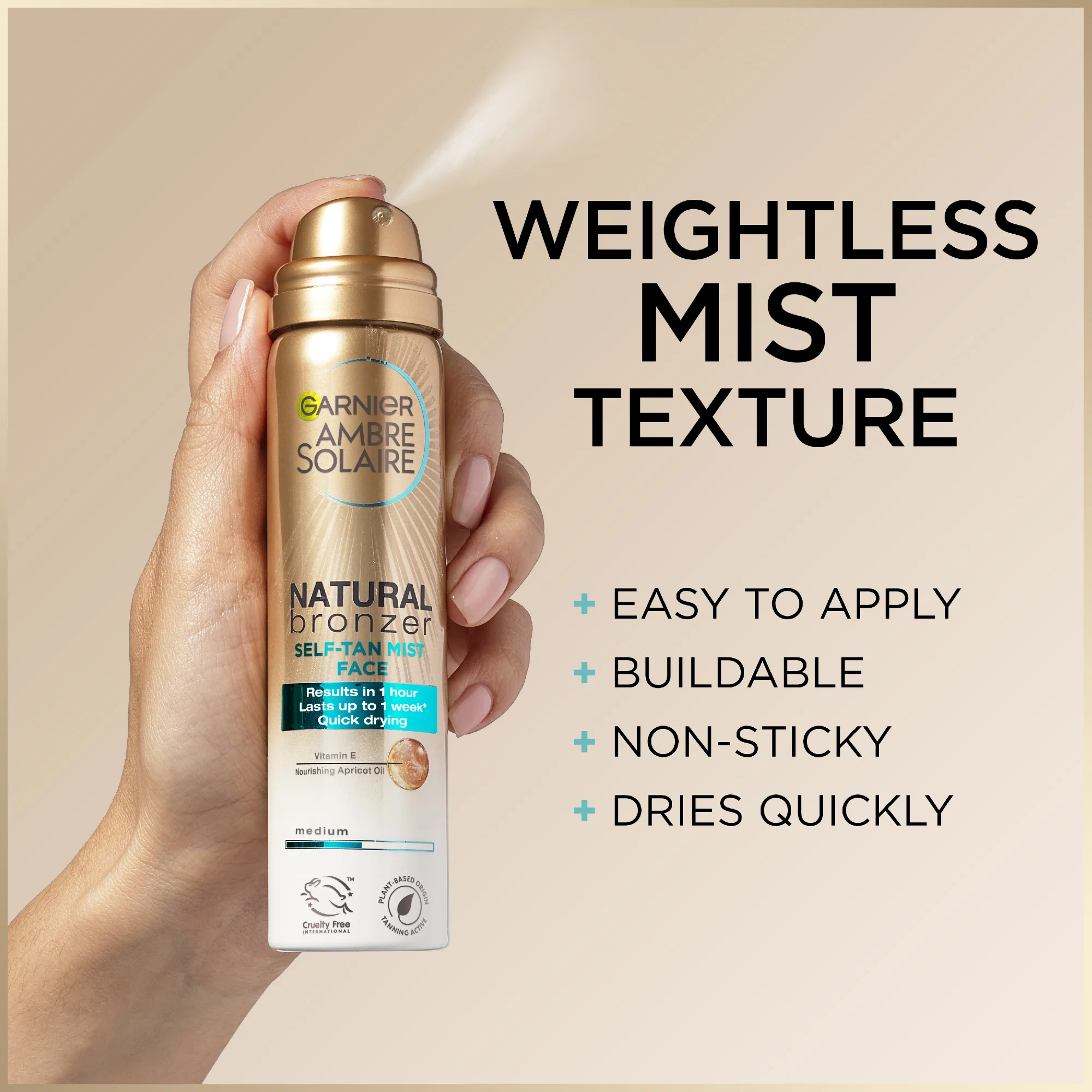 Garnier Ambre Solaire Natural Bronzer Self Tan Face Mist Dark 75ml - Image 2