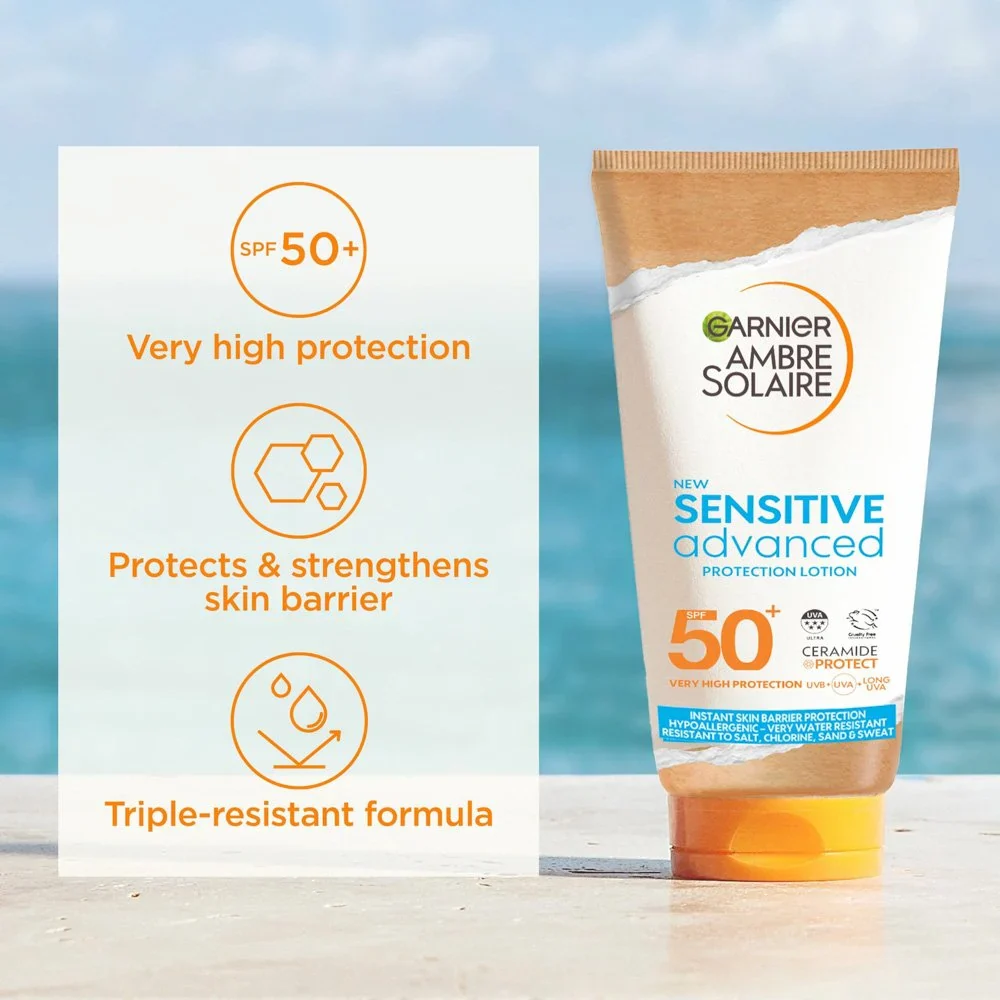 Garnier Ambre Solaire Sensitive Advanced Hypoallergenic Protection Lotion SPF50+ 50ml - Image 2
