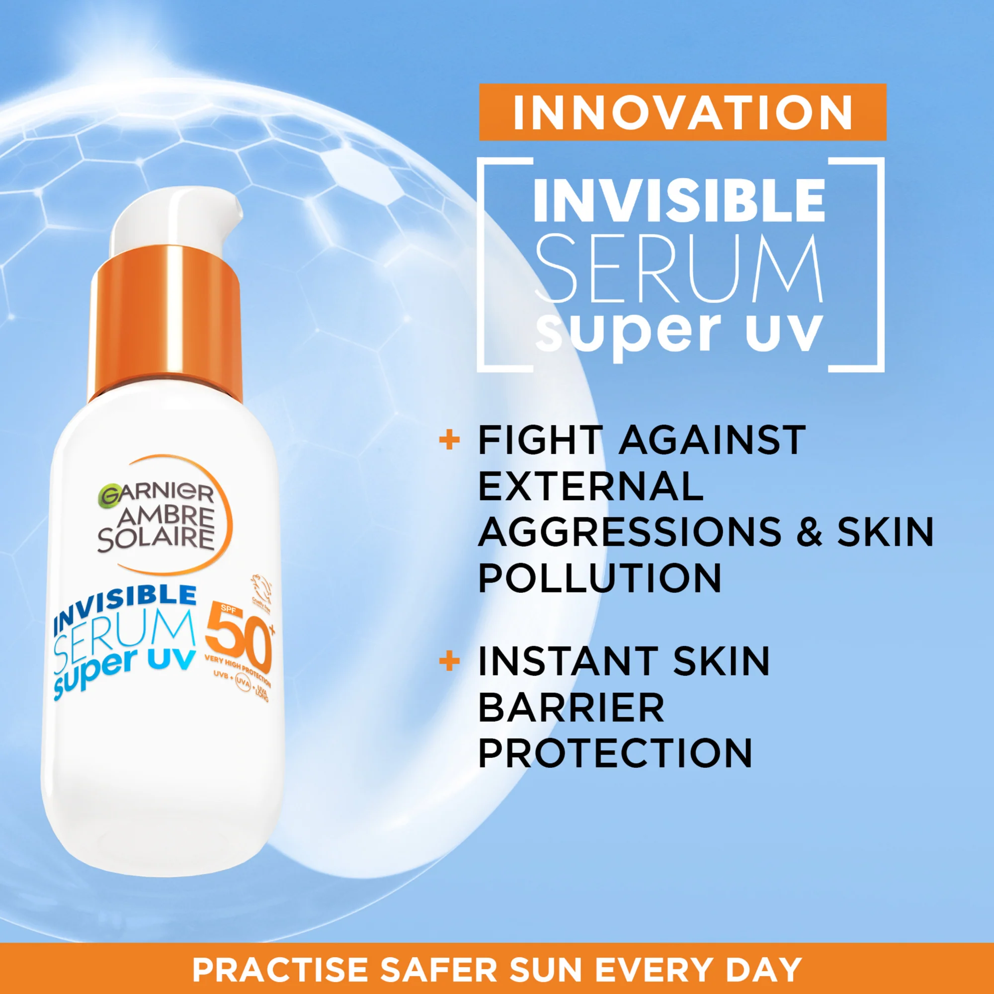Garnier Ambre Solaire Super UV Invisible Daily Sunscreen Face Serum SPF50+ 30ml - Image 3