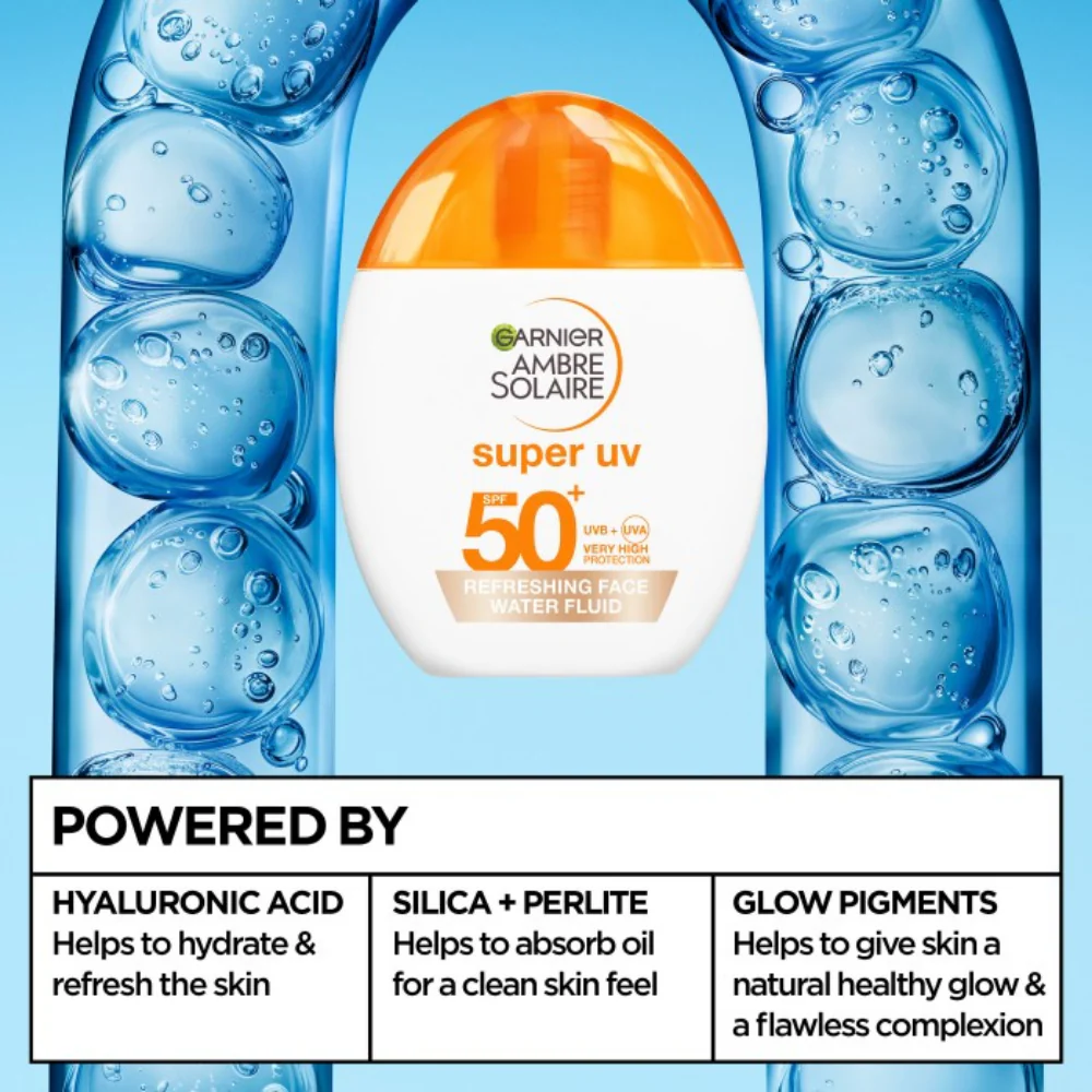 Garnier Ambre Solaire Super UV Refreshing Face Tinted Water Fluid SPF50 40ml - Image 2
