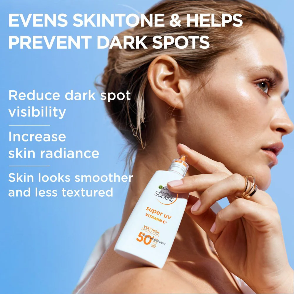 Garnier Ambre Solaire Super UV Vitamin C* Anti-Dark Spots Sun Protection Facial Fluid SPF50+ 40ml - Image 3