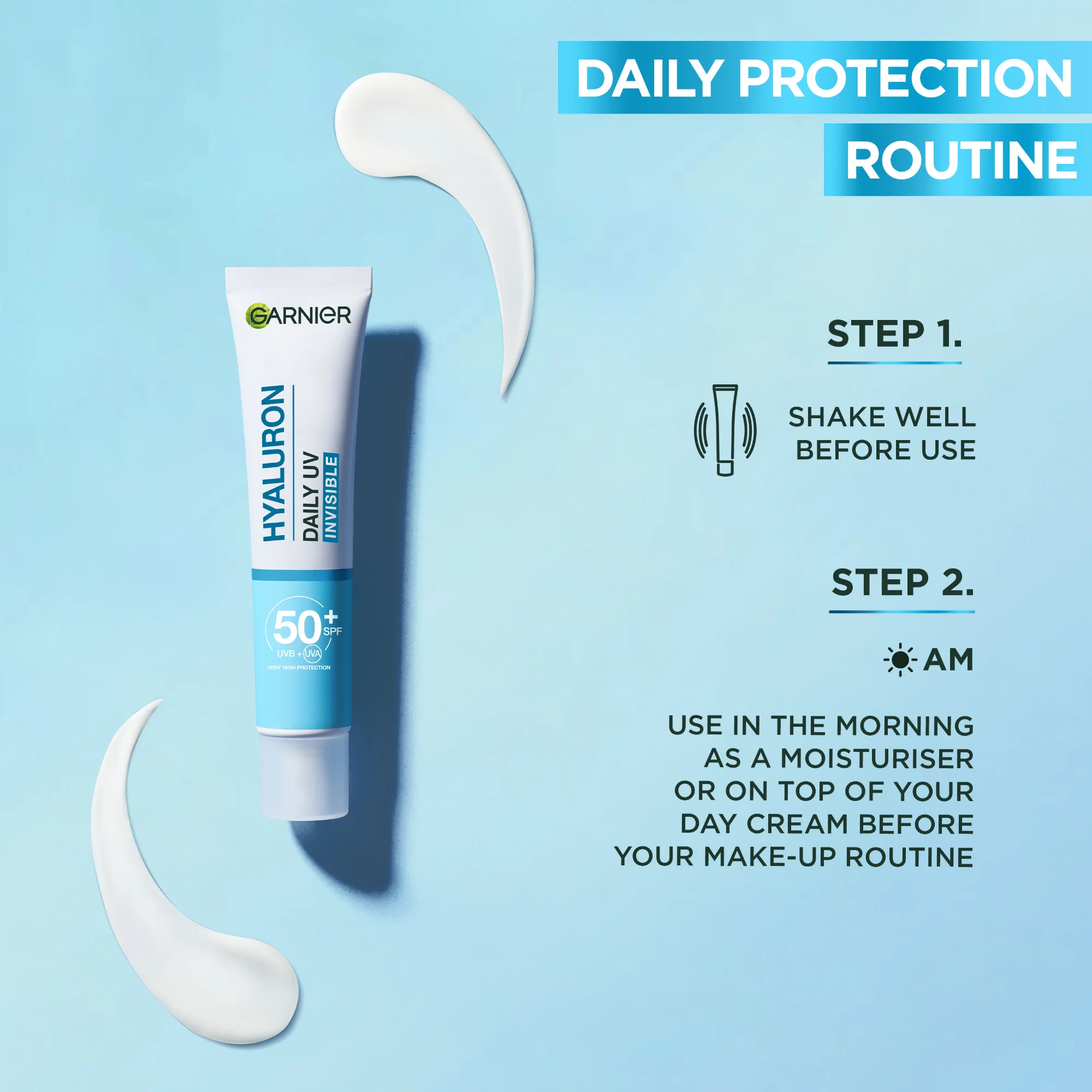 Garnier Hyaluron Barrier Protect Daily Invisible UV Fluid SPF50+ 40ml - Image 2