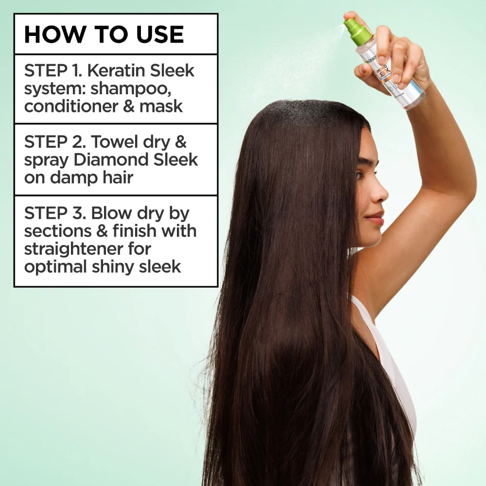 Garnier Keratin Sleek Diamond Shine-Coat Smoothing Spray 150ml - Image 5