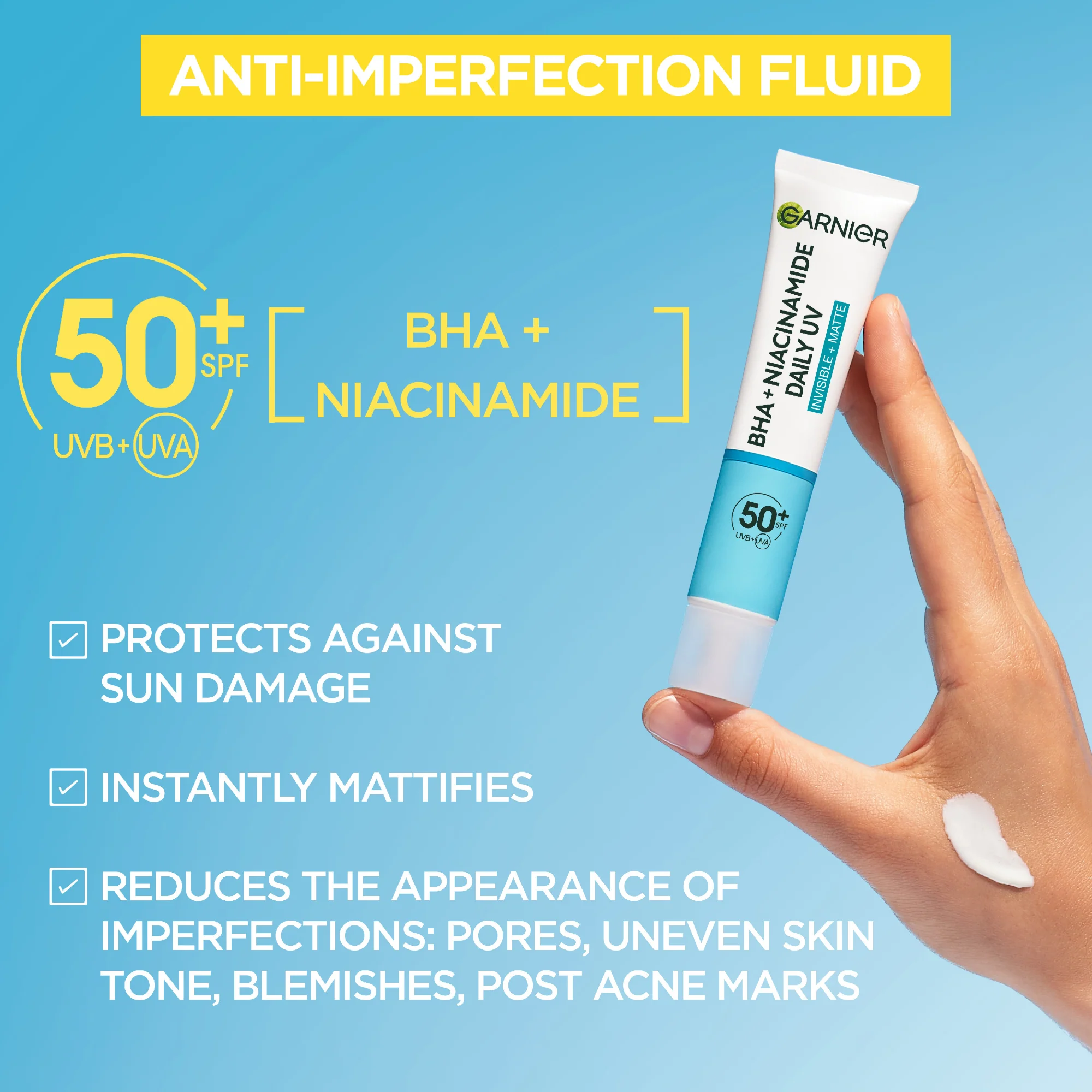 Garnier Pure Active BHA + Niacinamide Daily UV Face Fluid SPF50+ 40ml - Image 2