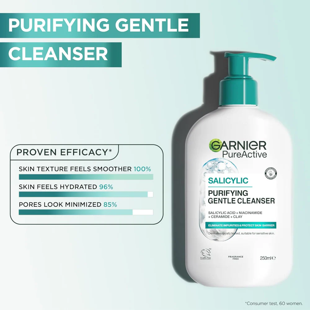 Garnier Pure Active Salicylic Acid Purifying Gentle Cleanser 250ml - Image 3