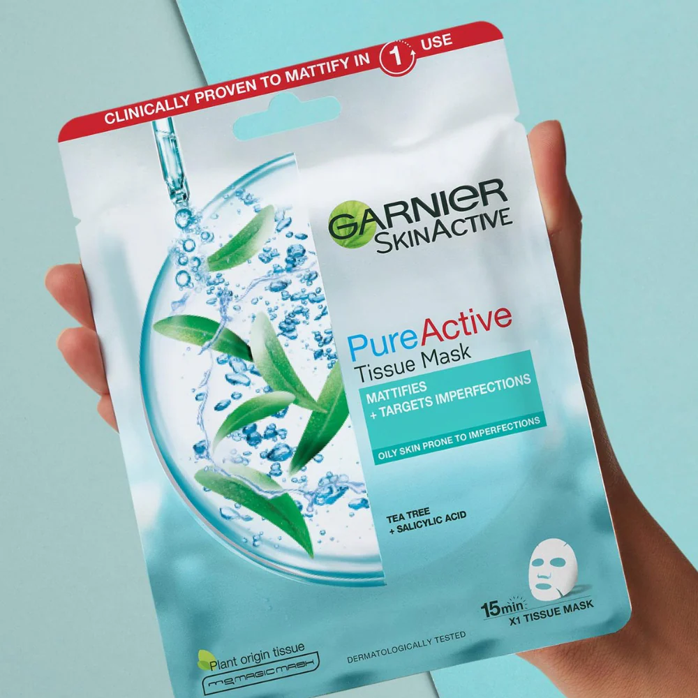 Garnier Pure Active Tea Tree & Salicylic Acid Tissue Mask 23g - Image 4
