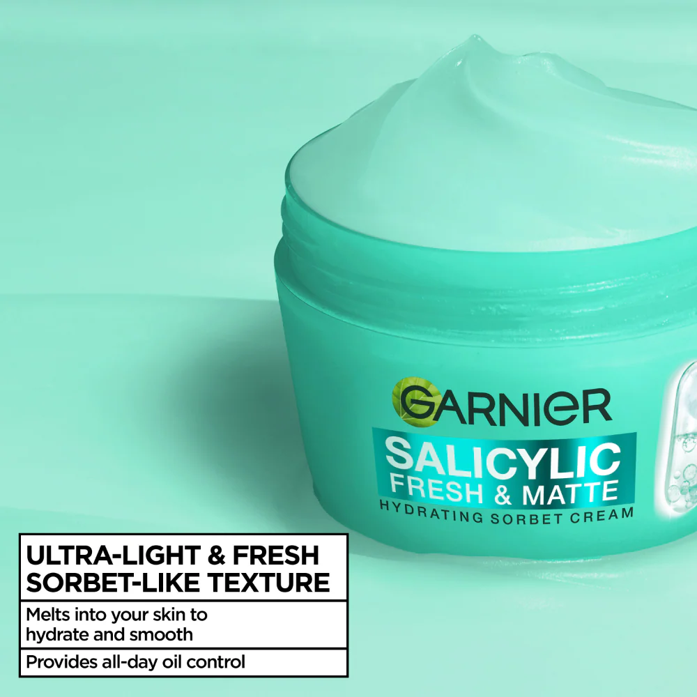 Garnier Salicylic Fresh & Matte Hydrating Sorbet Cream 85ml - Image 2