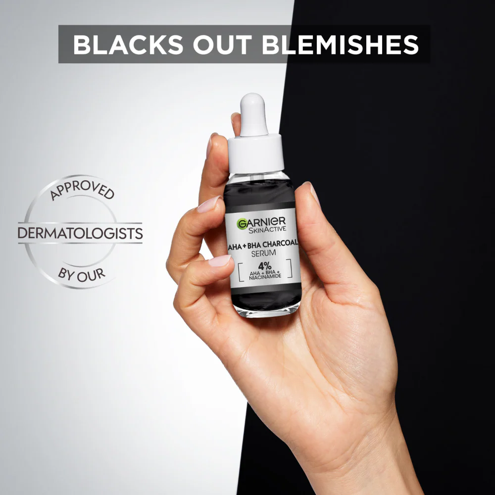 Garnier Skin Active 4% AHA+BHA Charcoal Anti-Blemish Serum 30ml - Image 8