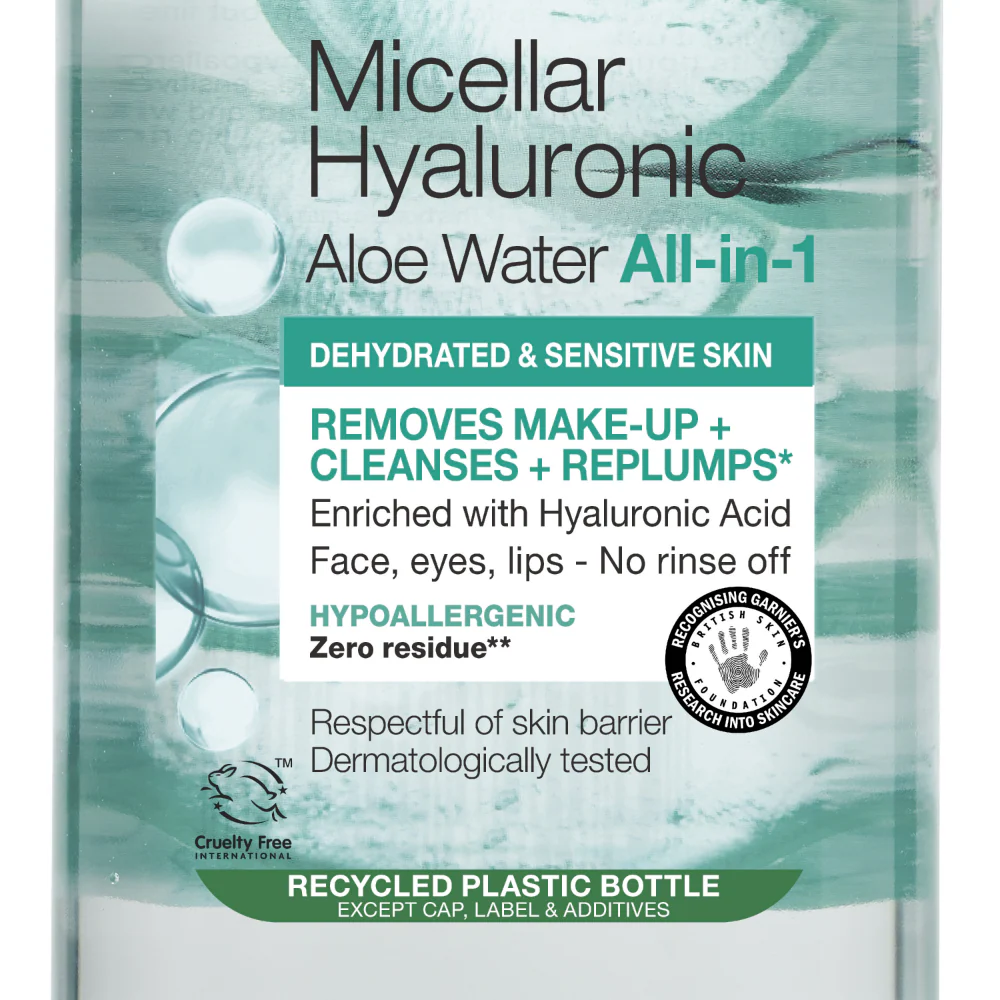 Garnier Skin Active All-In-One Micellar Cleansing Hyaluronic Aloe Water 400ml - Image 2