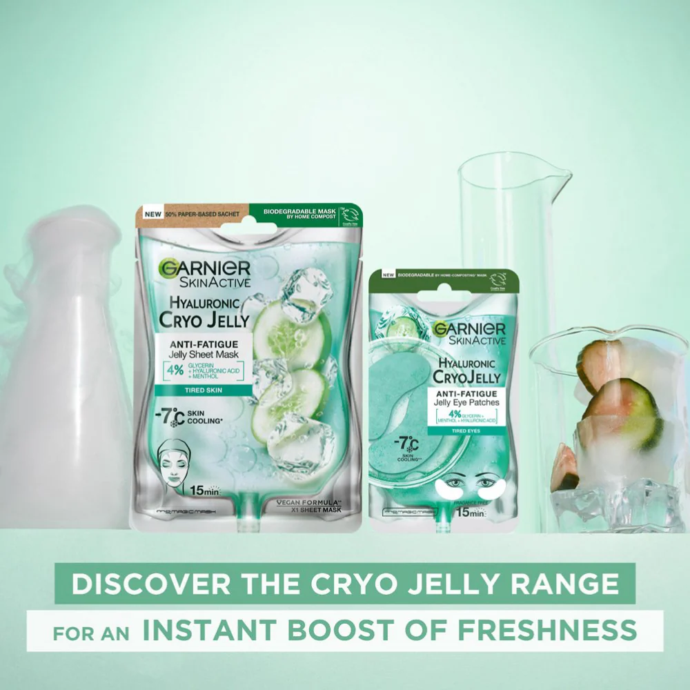 Garnier Skin Active Hyaluronic & Cucumber Cryo Jelly Anti-Fatigue Jelly Mask 27g - Image 2
