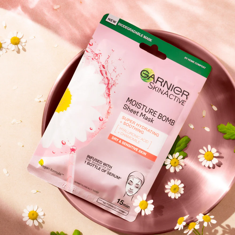 Garnier Skin Active Moisture Bomb Chamomile & Hyaluronic Acid Sheet Mask 28g - Image 7