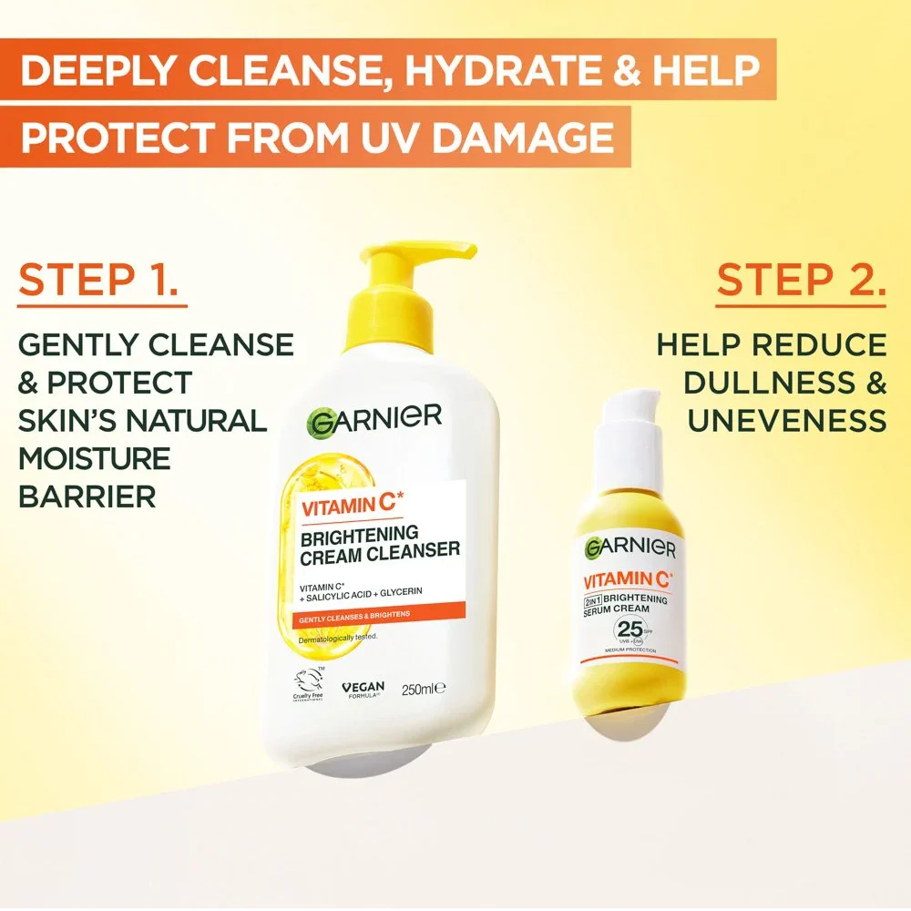 Garnier Skin Active Vitamin C* 2-In-1 Brightening Serum Cream SPF25 50ml - Image 5