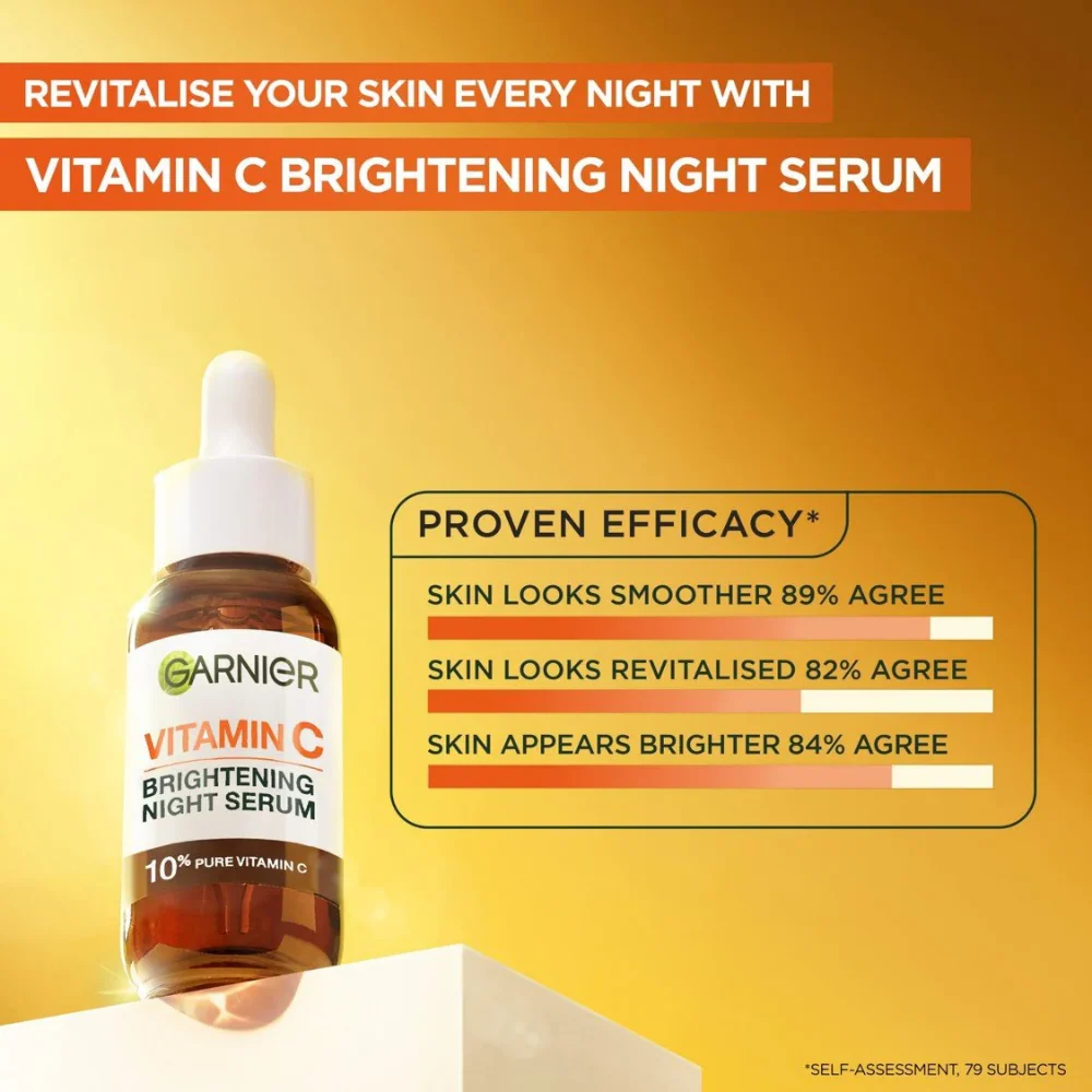 Garnier Skin Active Vitamin C Anti-Dark Spot Brightening Night Serum 30ml - Image 2