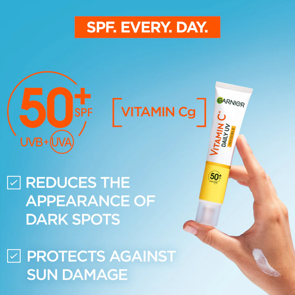 Garnier Skin Active Vitamin C* Daily UV Invisible Brightening Fluid SPF50+ 40ml - Image 2