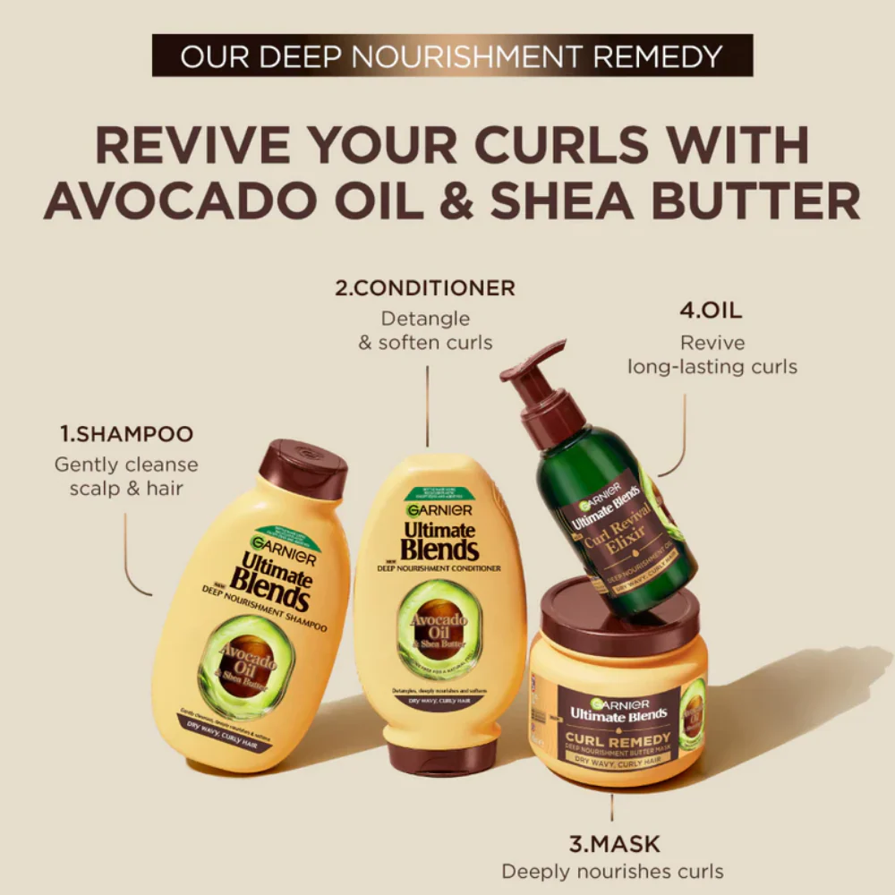 Garnier Ultimate Blends Avocado Oil & Shea Butter Deep Nourishment Shampoo 300ml & Conditioner 250ml Twin - Image 9