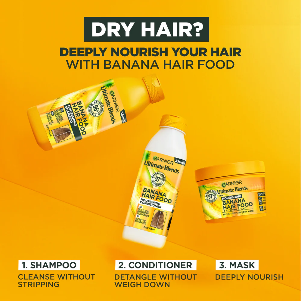 Garnier Ultimate Blends Banana Hair Food Nourishing Conditioner 350ml - Image 5