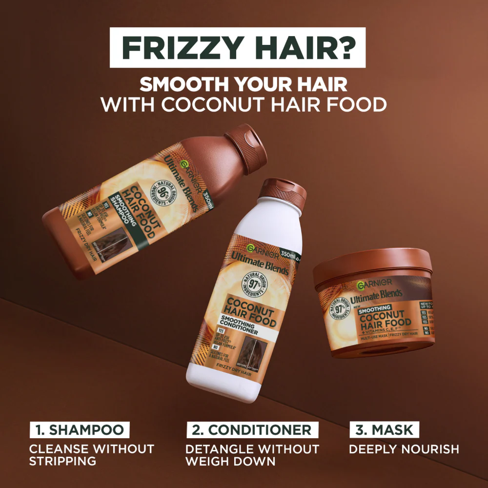 Garnier Ultimate Blends Coconut Oil & Cocoa Butter Smoothing Shampoo 350ml - Image 5