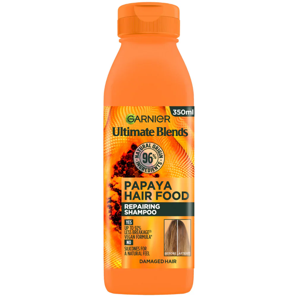 Garnier Ultimate Blends Papaya Hair Food Repairing Shampoo & Conditioner Twin 2 x 350ml - Image 2