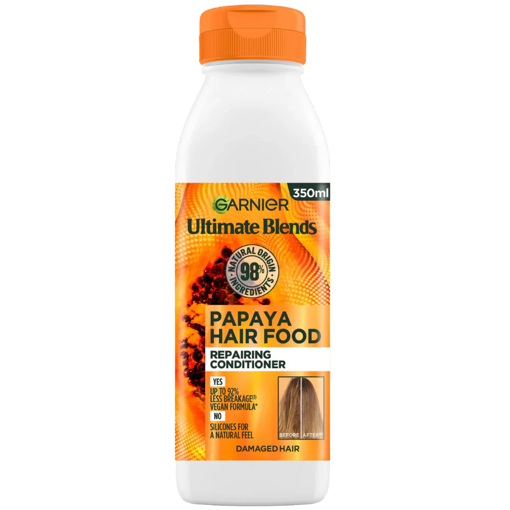 Garnier Ultimate Blends Papaya Hair Food Repairing Shampoo & Conditioner Twin 2 x 350ml - Image 3