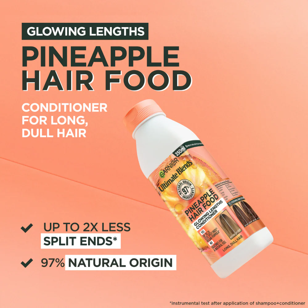 Garnier Ultimate Blends Pineapple Hair Food Glowing Lengths Conditioner 350ml - Image 3