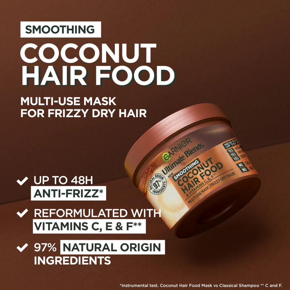 Garnier Ultimate Blends Smoothing Coconut Hair Food Multi-Use Hair Mask 400ml - Image 3
