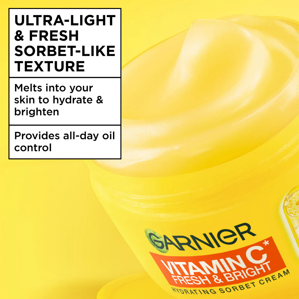 Garnier Vitamin C* Fresh & Bright Hydrating Sorbet Cream 85ml - Image 2