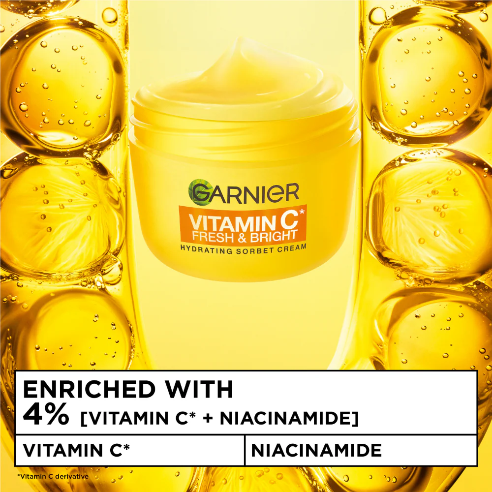 Garnier Vitamin C* Fresh & Bright Hydrating Sorbet Cream 85ml - Image 3